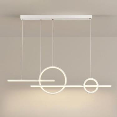 Imagem de Luminária pendente de LED, luminária de teto regulável, lustre de teto, luminária suspensa linear com controle remoto, luzes pendentes modernas para sala de jantar, cozinha e ilha