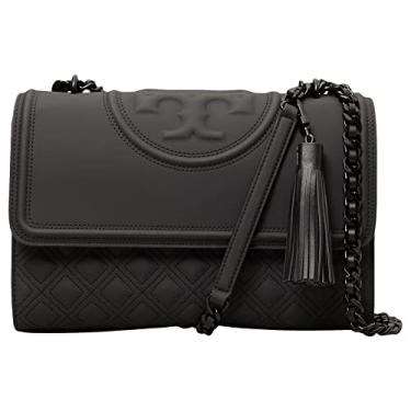 Imagem de Tory Burch Fleming Bolsa de ombro conversível fosca preta tamanho único, Preto, H: 7.1" x L: 10.6" x D: 3.3"
