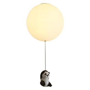 Imagem de Luminária de Teto Branca Abajur Vidro Quarto Infantil Balão Panda Meninos Meninas Quarto Iluminação Interior Lustre Decoração Escandinava Base G9 Luz Branca 6000 K ?25 cm