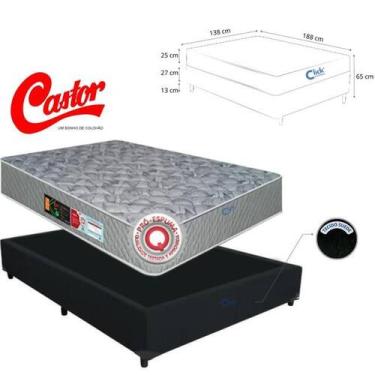 Imagem de Conjunto Casal Colchão Castor Sleep Max D33 Double Face Base Box Suede