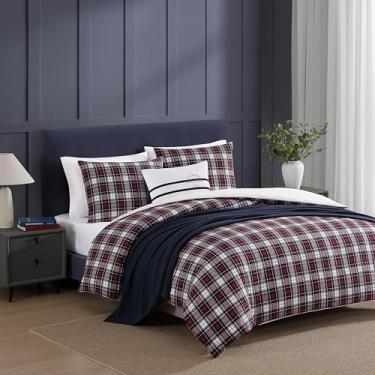Imagem de Tommy Hilfiger - Conjunto de edredom, roupa de cama de algodão tingido com fios luxuosamente macios com fronhas combinando, design xadrez (vermelho tartã essencial, casal/queen)