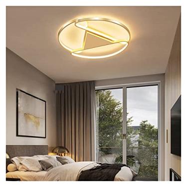 Imagem de Lustre moderno LED, luzes de teto LED de luxo, luminária de teto industrial dourada minimalista, redonda, regulável, moderna, sala de estar, cozinha, lustre LED moderno, luminária retrô
