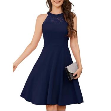 Imagem de Vestido Bbonlinedress feminino, coquetel, baile, vintage, azul marinho