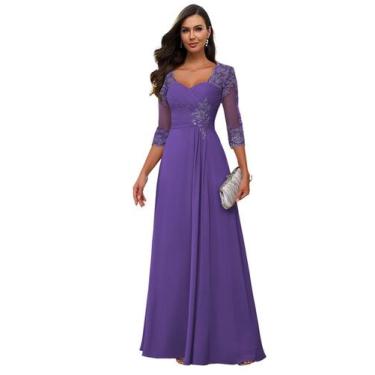 Imagem de Vestido Loyeloy Lace Mother of the Bride 2025 roxo tamanho 12