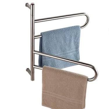 Imagem de Toalheiro elétrico giratório para aquecedor de toalhas elétrico montado na parede 55W toalheiro elétrico inteligente toalheiro de aço inoxidável aquecido com braço giratório secador de toalha, cromado