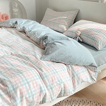 Imagem de Capas de edredom de malha de algodão lavado, capa de colcha ultramacia respirável com laços de zíper oculto, conjunto de cama leve durável para quarto de hóspedes - P 180 x 220 cm (A 150 x 200 cm)