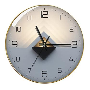 Imagem de Relógio silencioso moldura ultrafina números grandes espelho de vidro HD alimentado por pilha AA montado na parede decoração para casa, sala de estar, quarto, escritório