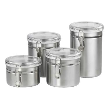 Imagem de Potes Herméticos em aço inpxidável, 4 Peças,Empilháveis com Tampa Transparente, Recipientes para Armazenamento de Alimentos