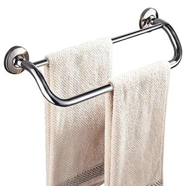 Imagem de Xiaolin Toalheiro multifuncional toalheiro de aço inoxidável para armazenamento de toalhas de banho montado na parede, barra de toalha única para banheiro (barra dupla) trilhos de armazenamento