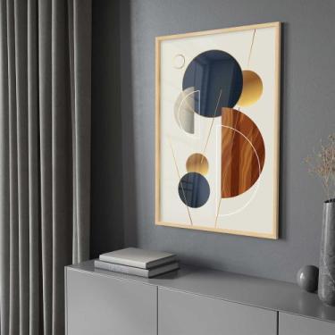 Imagem de Quadro Decorativo com Moldura e Acrilico Cristal Vidro Abstrato Geomêt