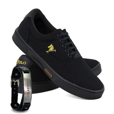 Imagem de Kit Sapatênis Lona Amarração com Pulseira Masculino Casual - Polo Joy,