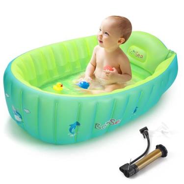 Imagem de Banheira inflável para bebês Boysea Toddler Tub 89x55x30cm Bomba de ar