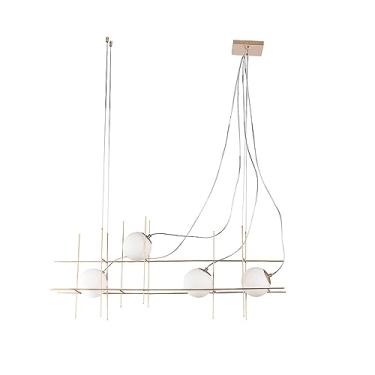 Imagem de PENDENTE DIX DOURADO E BRANCO (C)12CM (L)15CM (A)52CM 4X25W G9