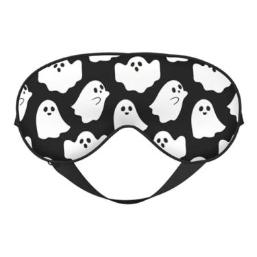 Imagem de Máscara de dormir de Halloween linda máscara de olho de fantasmas pretos com alça ajustável bloqueia luz para mulheres e homens avião viagem soneca