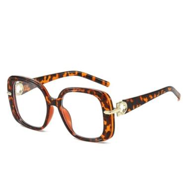 Imagem de HCPIHF Óculos vintage grandes femininos e masculinos, armação grande punk de luxo (transparente leopardo)