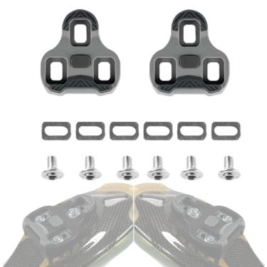 Imagem de NELboNs Chuteiras de bicicleta compatíveis com pedais Look Keo com posicionador de memória, grampo de superfície antiderrapante de TPU para bicicleta de estrada montanha MTB, cascalho (cinza)