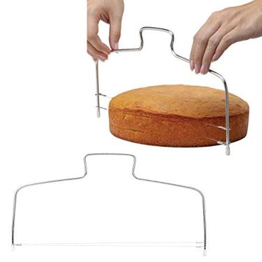 Imagem de 2 peças em forma de laço, cortador de bolo de arame duplo, ferramenta para fatiar pão para cheesecake para restaurante