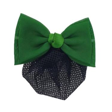 Imagem de Rede de Cabelo com Laço - Acessório Profissional para Cabelos - Ideal para Uniformes e Uso Diário(Verde)