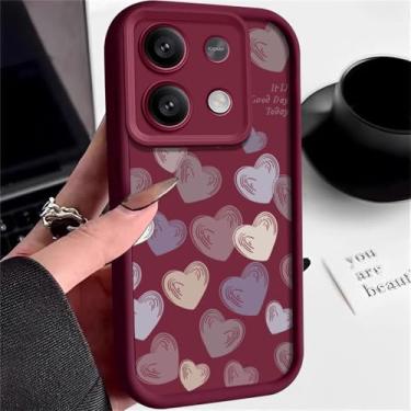 Imagem de Capa de silicone Love Heart para Xiaomi Poco F6 X5 X6 M6 Pro 13T 14T para Redmi Note 13 12 11 14 Pro 4G 5G K70E 11S, capa macia de TPU, vinho tinto, para Redmi K70E