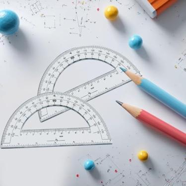 Imagem de Transferidor de matemática estudantil de plástico transparente 6 polegadas de comprimento 180 graus para medição de ângulo