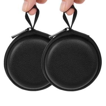 Imagem de Ginsco Capa de fone de ouvido mini portátil rígida para fones de ouvido Apple EarPods, fones de ouvido com fio USB-C/Samsung Galaxy com fio, capa de viagem para tampões de ouvido (2, preto-lichee)