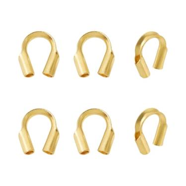 Imagem de 6 peças de prata esterlina 925 banhadas a ouro 18 K real protetor de arame protetor de arame em forma de U protetores de cabo para fabricação de joias, 4,5 x 4 x 1 mm