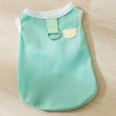 Imagem de Colete refrescante de verão para cães/gatos pequenos - Arreio de malha respirável com gancho de coleira, ajustável, médio