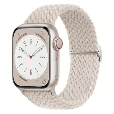 Imagem de Pulseira trançada para Apple Watch, pulseira esportiva de nylon elástico compatível com modelos 38/40/41/42/44/45/49 mm. Pulseira elástica macia e respirável para séries SE/10/9/8/7/6/5/4/3 (pequena)