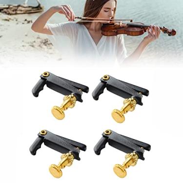 Imagem de Ajuste de precisão profissional, afinadores finos de violino de metal durável para tamanho 1/2, ajustador de cordas com fácil instalação, design estético melhora o som e o desempenho do violino (preto