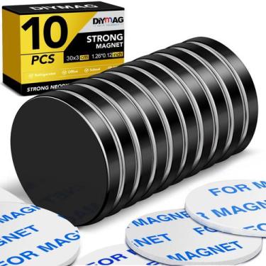 Imagem de Ímãs de disco de neodímio DIYMAG pretos de 32 mm de diâmetro, pacote c