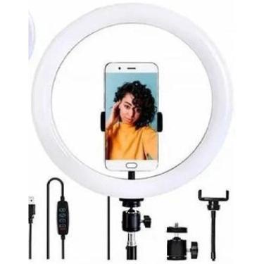 Imagem de Ring Light Led Iluminador 26Cm Completo 2,1M Tripé 210Cm