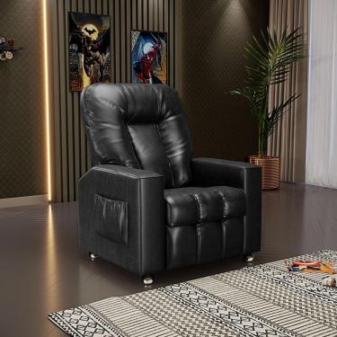 Imagem de Poltrona Do Papai Reclinável Sala De Cinema Pequim Manual Pu Preto G23 - Gran Belo
