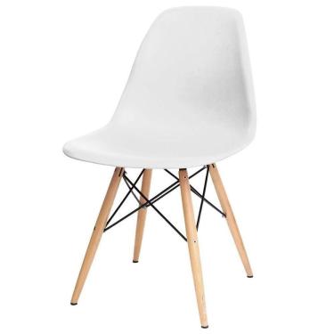 Imagem de Cadeira Eiffel Charles Eames F03 Branco Com Pés De Madeira