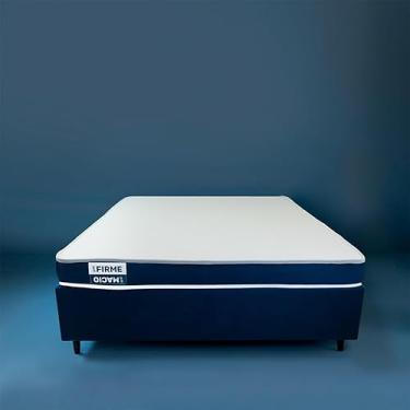 Imagem de Cama Box Viúva com Colchão Guldi Duplo Plus D28 Branca e Azul