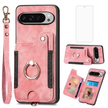 Imagem de Asuwish Capa carteira para Google Pixel 9 Pro XL com protetor de tela de vidro temperado e alça de pulso RFID suporte para cartão de crédito anel com suporte para celular Pixel9 9Pro 9ProXL nove