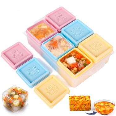 Imagem de 4 moldes de silicone para congelador de sopa, bandeja de congelamento de cubos de sopa de fácil liberação de 1/2 xícara com tampa, recipientes de gelo super resistentes a vazamentos para caldos e