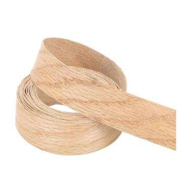 Imagem de PATIKIL Borda de borda de carvalho vermelho, fita de folheado de madeira de 2,5 cm x 3 m, pré-colada, borda de borda de compensado flexível com adesivo hot melt para restauração de móveis