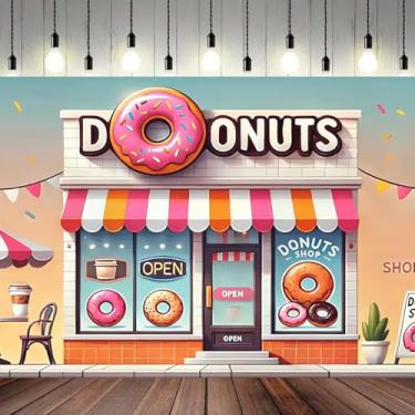 Imagem de Sweet Donut Shop Pano de fundo para fotos festa de culinária infantil decoração de mesa de bolo de aniversário loja de sobremesa fundo menina chá de bebê donut sorvete decoração de mesa doce princesa