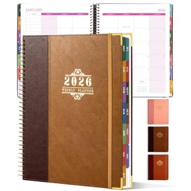 Imagem de CAGIE Agenda 2025-2026 para mulheres e homens, agenda mensal e semanal, marrom