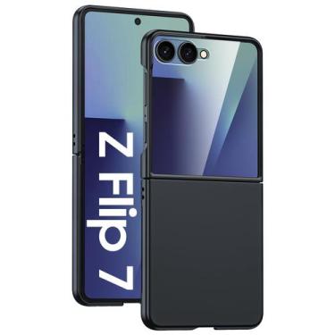Imagem de Capa GooseBox para Samsung Galaxy Z Flip 7, fina, antiarranhões, preta