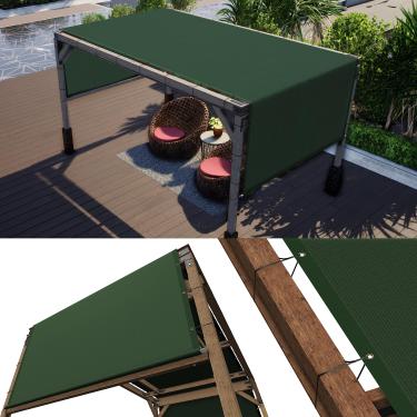 Imagem de ColourTree Capa de substituição de toldo de pérgola verde de 1,5 m L x 45,7 cm C, tecido de grau comercial 260 GSM para pátio externo, inclui hastes pesadas de aço inoxidável (fazemos tamanho