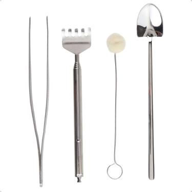 Imagem de Mini Kit Jardinagem de Inox 4pcs Pá Ancinho Bonsai Suculenta