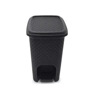 Imagem de Lixeira 7l c/ pedal rattan preta arqplast