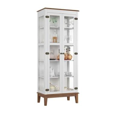 Imagem de Cristaleira de Madeira Maciça 2 portas - Apaixone&Decore, Branco