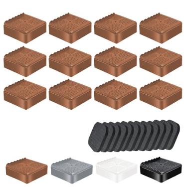 Imagem de Elevadores de móveis para cama resistentes de 2,5 cm, 5 cm, 7,6 cm, 10 cm, em forma de L, ajustável, elevador de cama, para pernas de mesa, sofá, poltrona, geladeira, máquina de lavar (2,5 cm, marrom