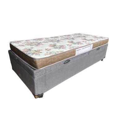 Imagem de Cama Box Báu Solteiro + Colchão Harmony Floral - Imperium do Sono - Acabamento Reforçado (Suede Cinza)