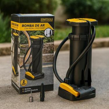 Imagem de Bomba de Ar com Pedal Portátil Antiderrapante 2 Bicos Adaptadores Infl
