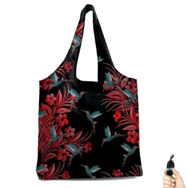 Imagem de BeeGreen Beija-flor reutilizável, sacos de mercearia, dobráveis, laváveis à máquina, sacos de compras de pássaros, sacos extra grandes, reutilizáveis, sacolas de 29,9 kg, tecido de poliéster ultraleve