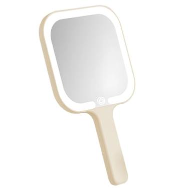 Imagem de Espelho de maquiagem LED recarregável com luz tricolor, espelho de penteadeira com controle de toque, portátil para viagens e dormitório, carregamento tipo C