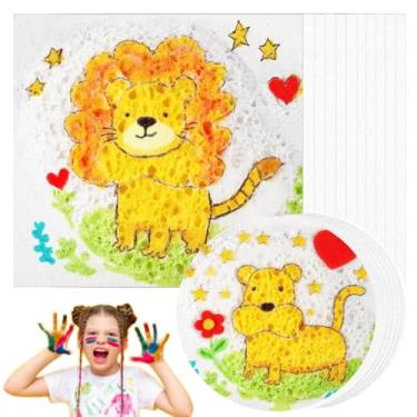 Imagem de YGG MHYOO Papel de arte 3D Magic Puffy – Kit de artesanato infantil com 20 folhas | Tela sensorial segura para crianças (10 redondas + 10 quadradas) | Desenvolve habilidades motoras finas com aquarela